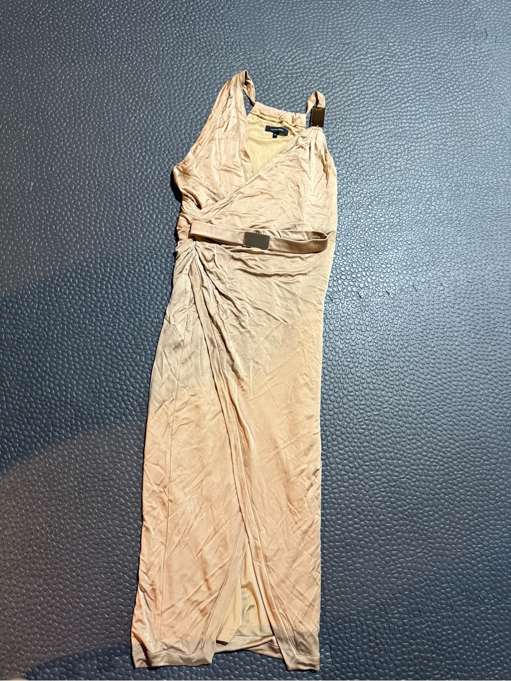 JLUXLABEL Beige Sleeveless Wrap Maxi Dress with Belt